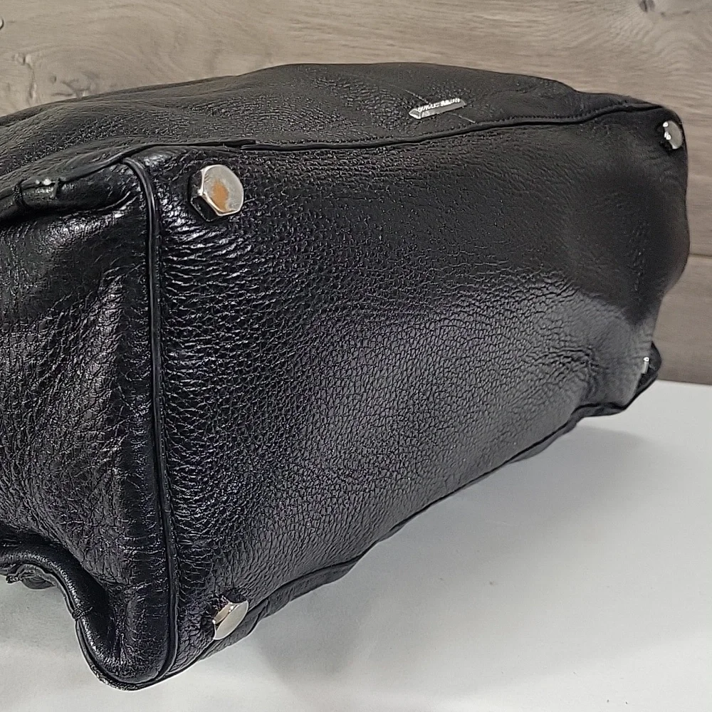 Women's Rebecca Minkoff Black Pebble Leather Business Laptop Crossbody Bag